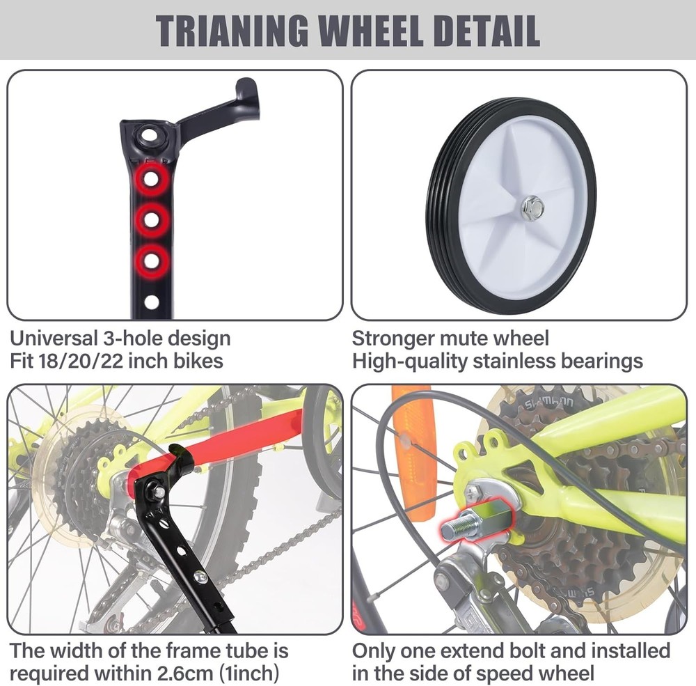 Variable Speed Bike Training Wheels Kit, Black