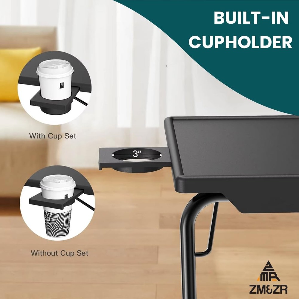 Foldable TV Tray Table Adjustable Height Portable Snack Table