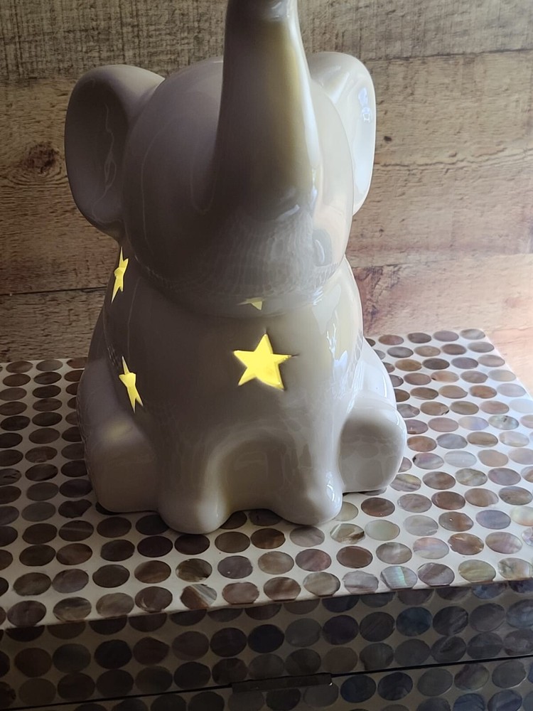 LILA & JACK ELEPHANT NIGHT LIGHT CORDLESS CERAMIC WHITE 10" X 7" 🐘🐘