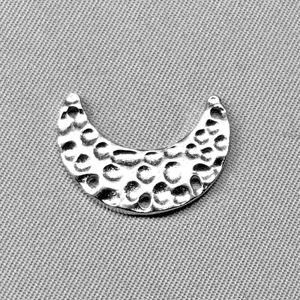 Hammered Crescent Half Moon 5 Loop Links 19x13mm Silver Plated Alloy Q20 Per Pkg