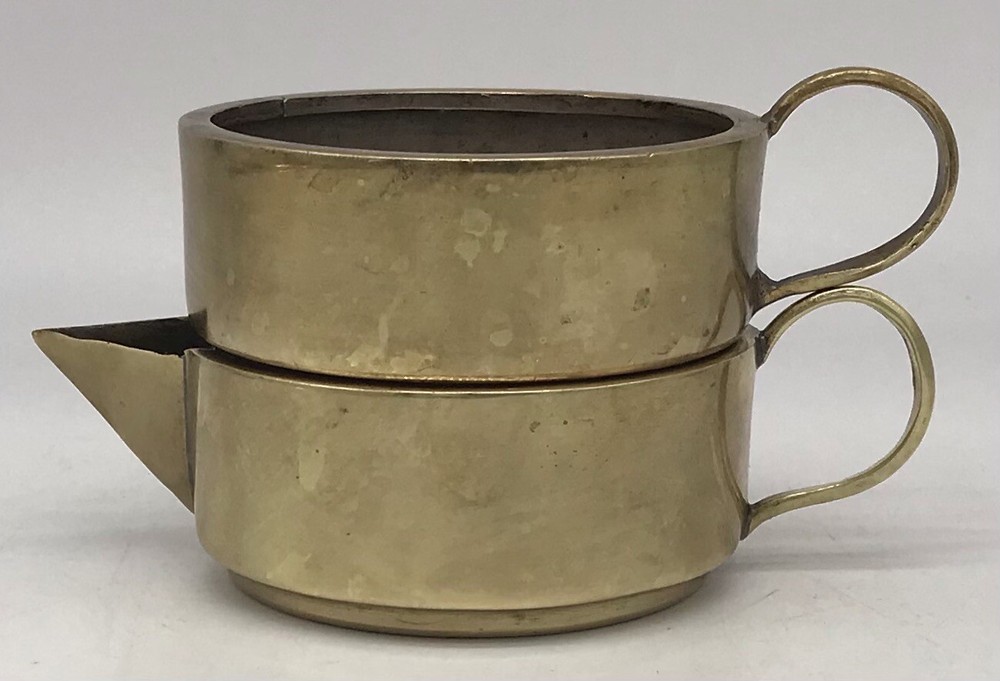 Vintage Brass Stacking Nesting Creamer and Sugar Bowl