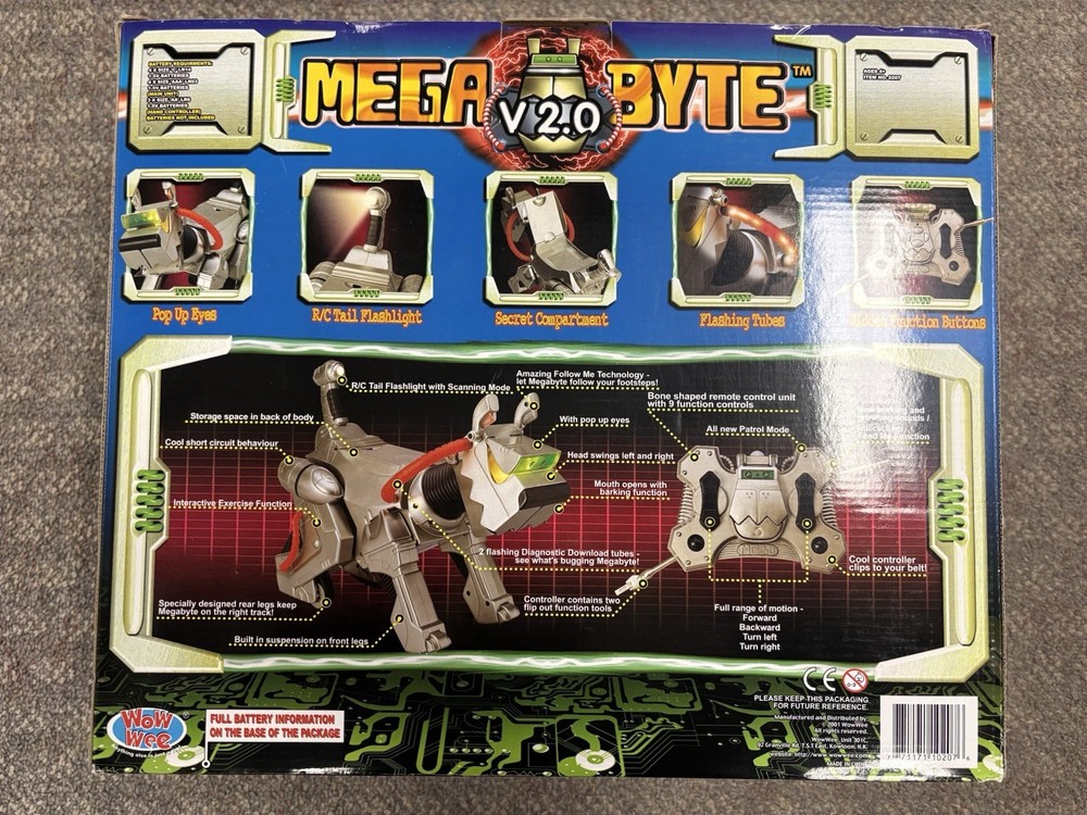 + Wowwee 2001 Mega Byte Version 2.0 RC Remote Control Robot Dog NIB