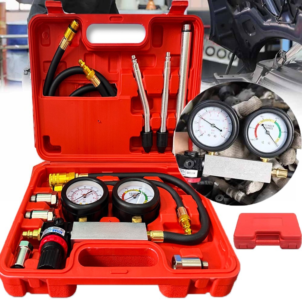 Cylinder Leak Down Tester Petrol Engine Compression Leakage Detector Tool Kit