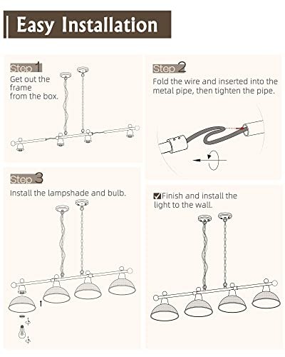 4-Light Pool Table Lights for 7ft/8ft Table, 48" Modern Billiard Llight Black