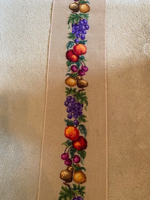 Fruit Needlepoint Panel Bell Pull/Banner 10" x 64" Vintage--grapes cherries etc