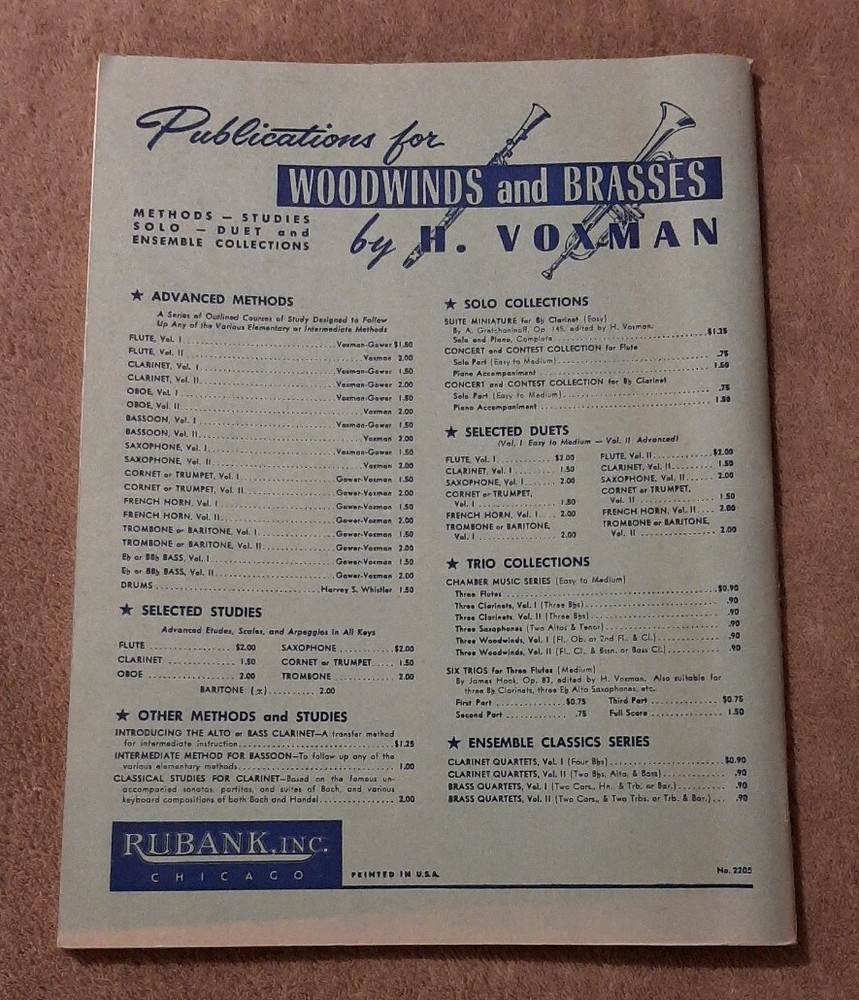 Rubank Advanced Method Trombone or Baritone Vol. II music book clean unmarked