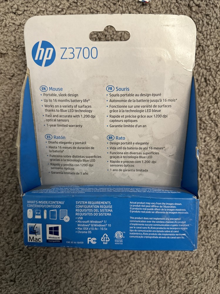 HP Z3700 Wireless Computer Mouse with USB Dongle Black