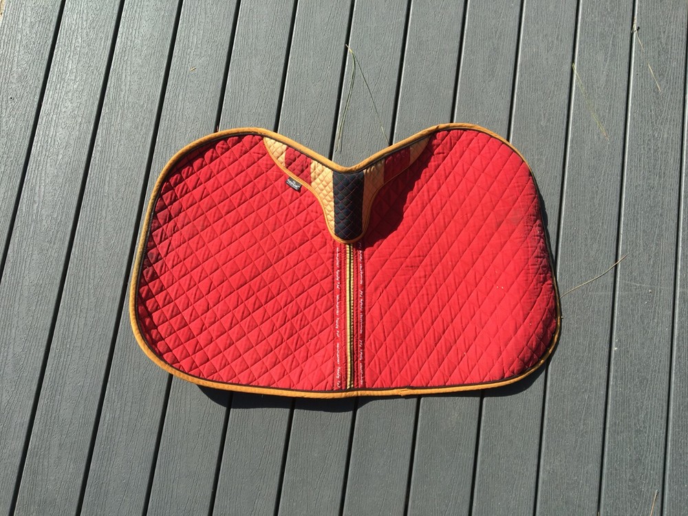 All Purpose Red/Multicolored Shaped Saddle Pad with Wither Padding