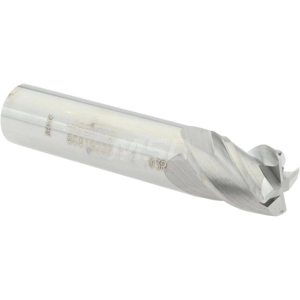 Accupro 1/2" Diam 4 Flute Single End Solid Carbide 0.03" Corner Radius End Mi...