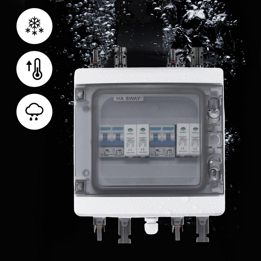 2 Strings Solar Combiner Box Fit Solar Panel Disconnect Switch Circuit Breaker