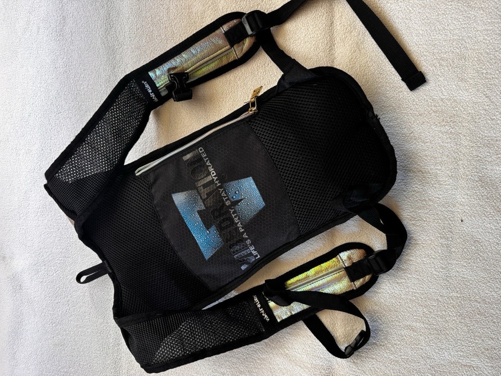 Vibedration Hydration Backpack Black Iridescent Lightweight Padded Straps