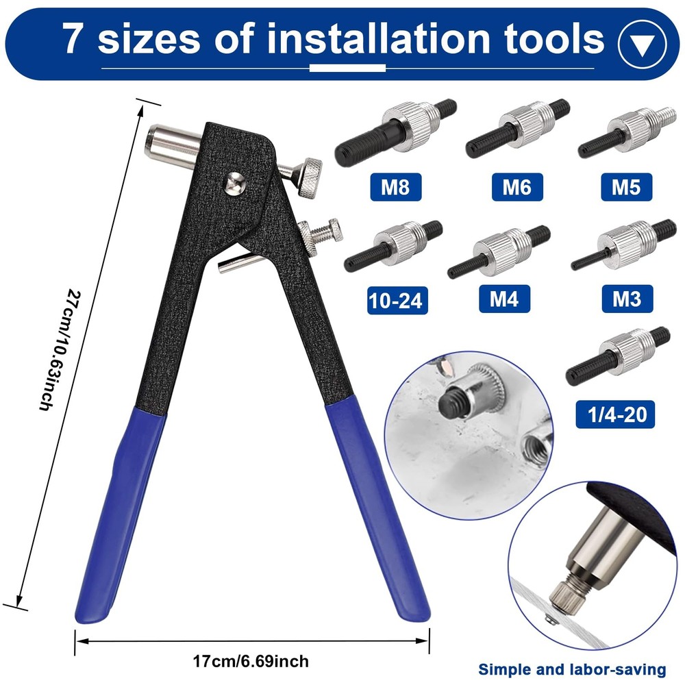 Tnisesm 452Pcs Rivet Nut Tool 7 Size Nutsert Kit