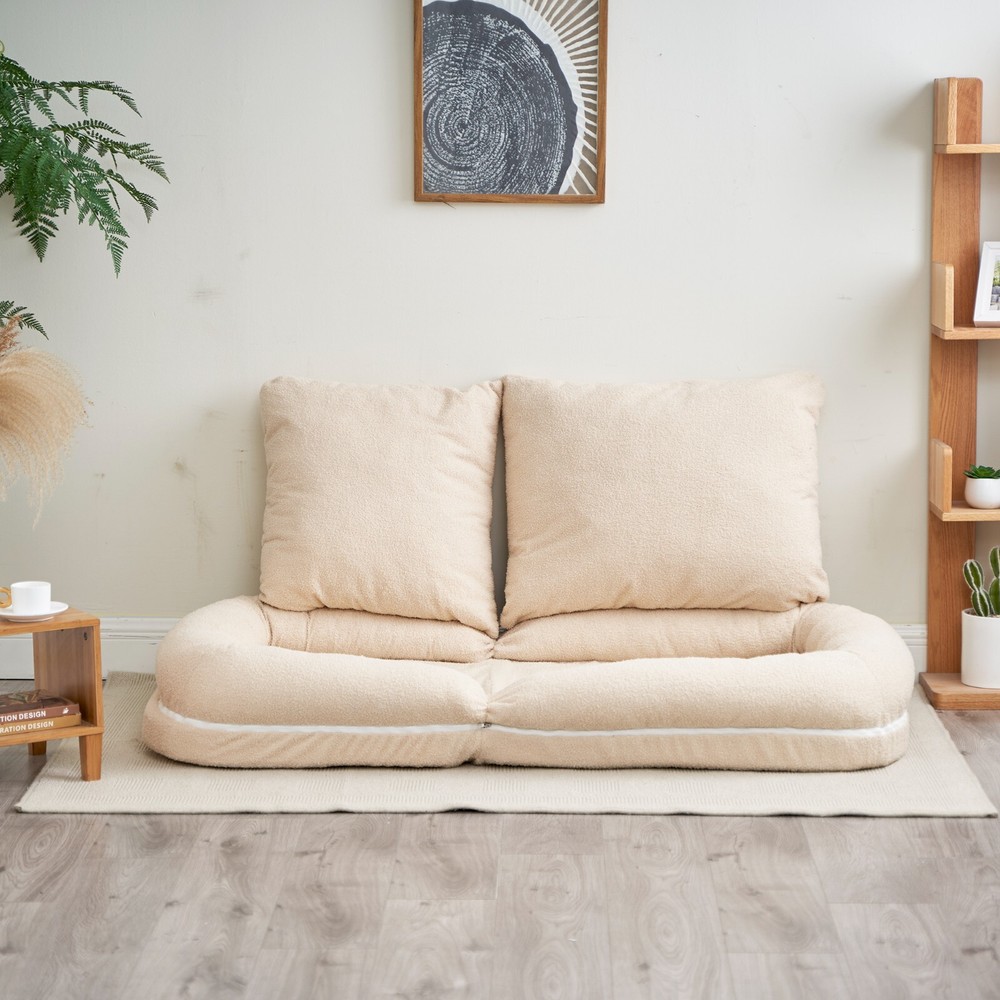 Triple Fold Down Sofa Bed Beige