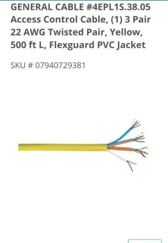 CAROL 4EPL1S.38.05 Data Cable Plenum 16 Wire Yellow ⭐500ft⭐