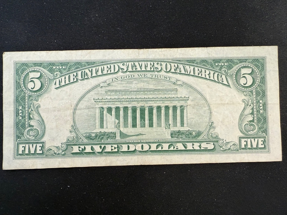 1963 Five Dollar Red Seal $5 Red Seal Note US, 1 Note