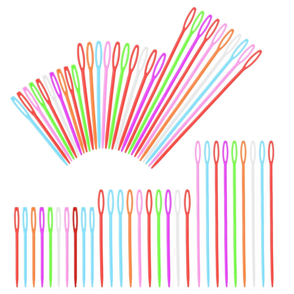 60 Pcs Plastic Sewing Needles for Kids Large 3 Sizes, Mixed