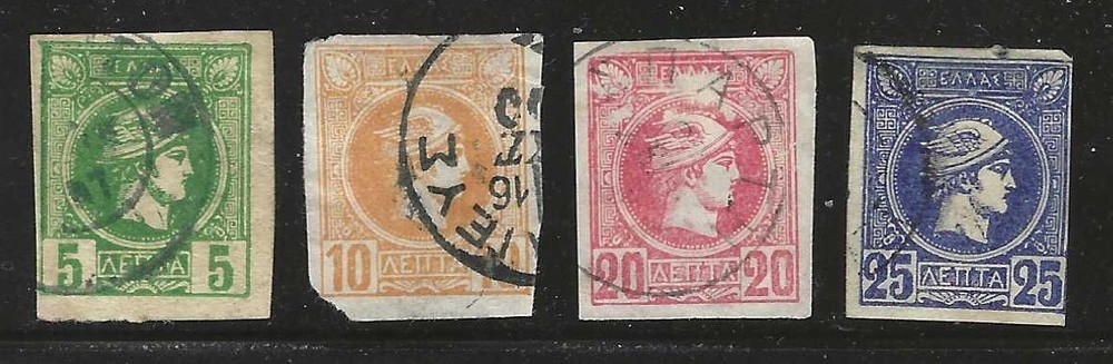 GREECE - 66-69 - USED - 1886 - 1888 - IMPERF - HERMES