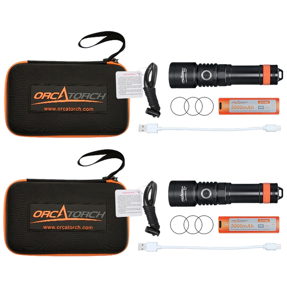 OrcaTorch D710 3000 Lumens Dive Light - 2 Pack