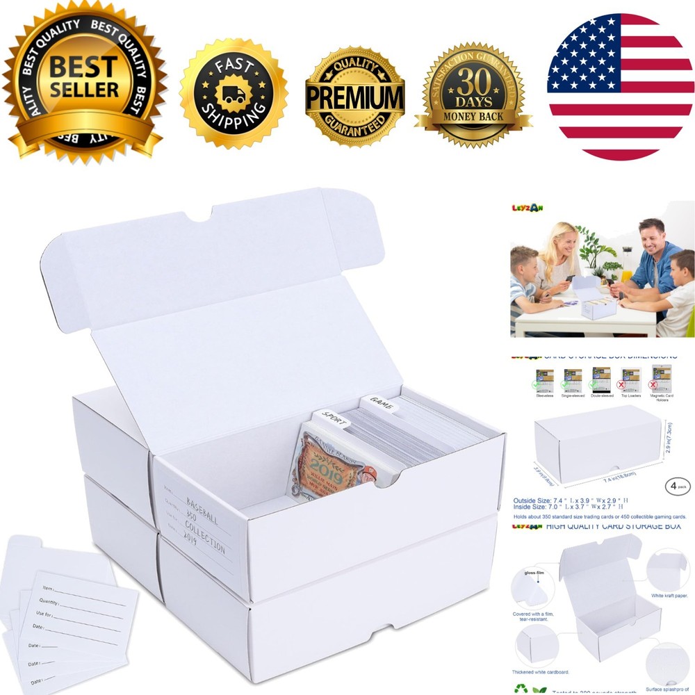 Foldable & Stackable Card Storage Solution - 4 Boxes for Up to 1600 Cards