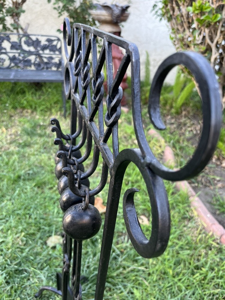 Vintage Wrought Iron 4 Pcs Fireplace Tools With Stand