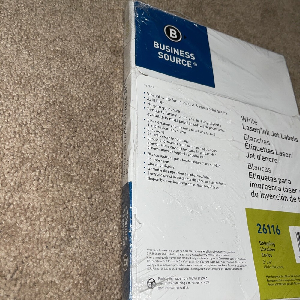 Business Source Mailing Laser/Ink Jet Labels *2 by 4*