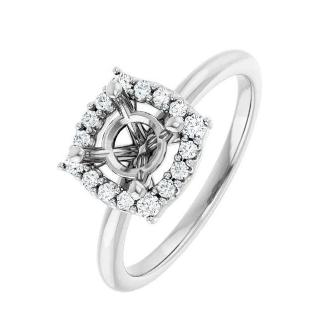 925 Silver 7mm Round Empty Ring Setting, Custom Engagement Ring Mount for Her