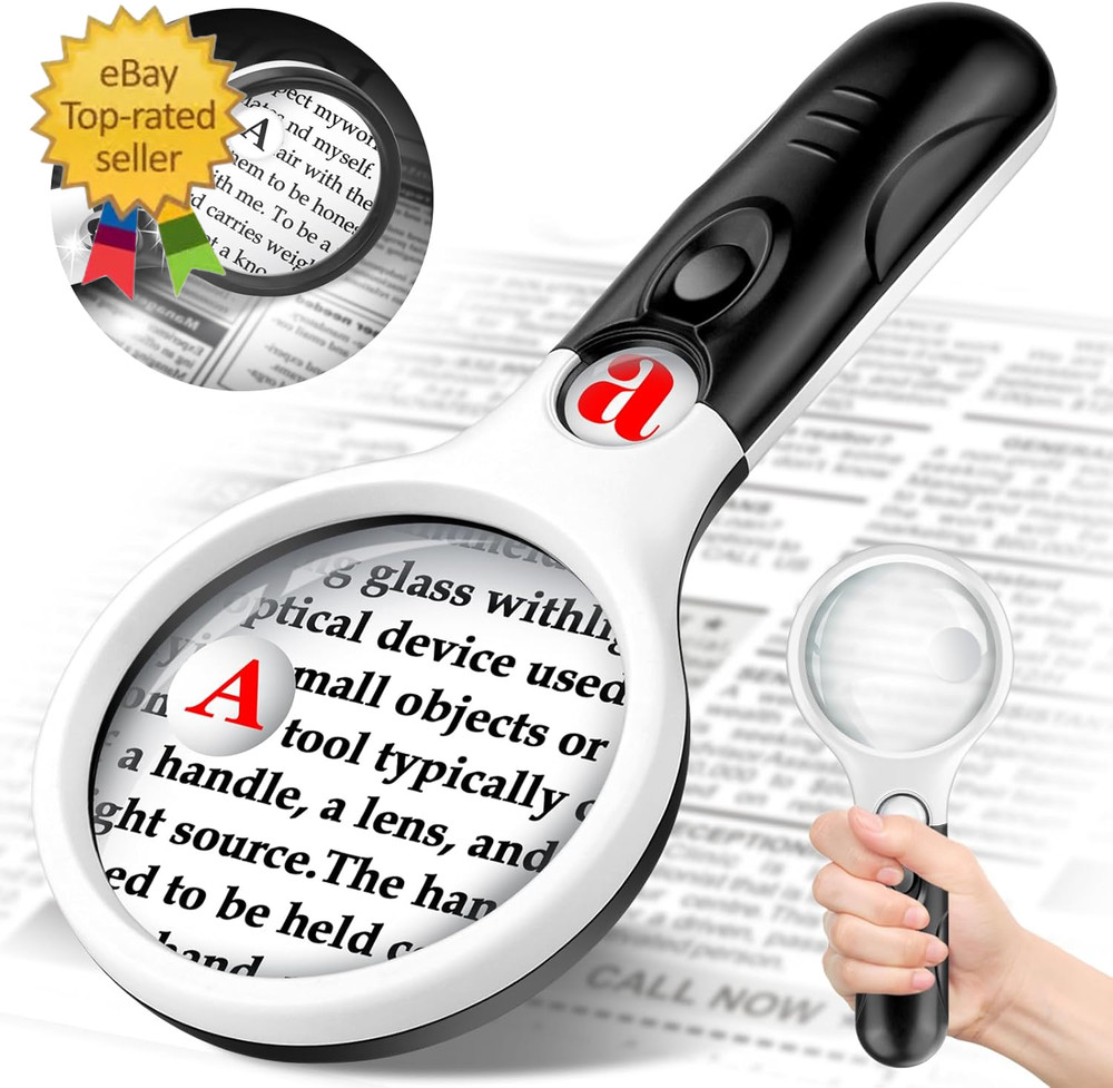 Compact Magnifying Glass with Lights,45X 10X 5X Small Handheld Lighted