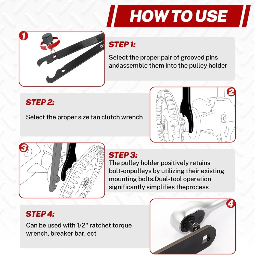 Fan clutch removal tool kit with pulley bracket