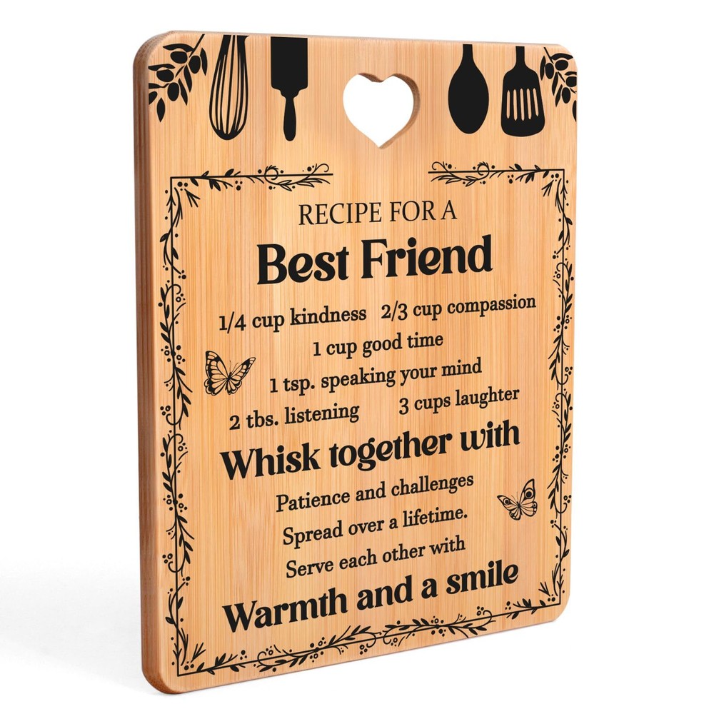 Friend Women Gifts "recipe For A Friend" Friend Cutting Board Gifts Bamboomade F