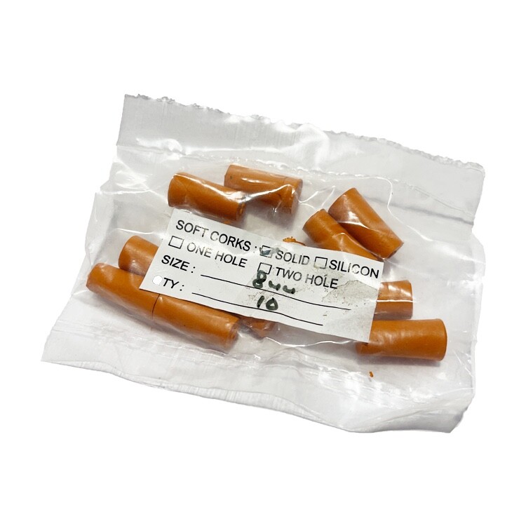 10 x Rubber LABORATORY Bungs Stoppers 8mm - Solid - LABORATORY LAB