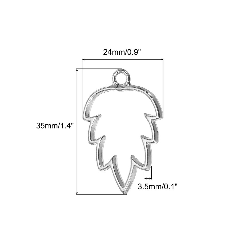Alloy Open Rear Beast Pendants, 10pcs Maple Leaf Cable Size, Silver
