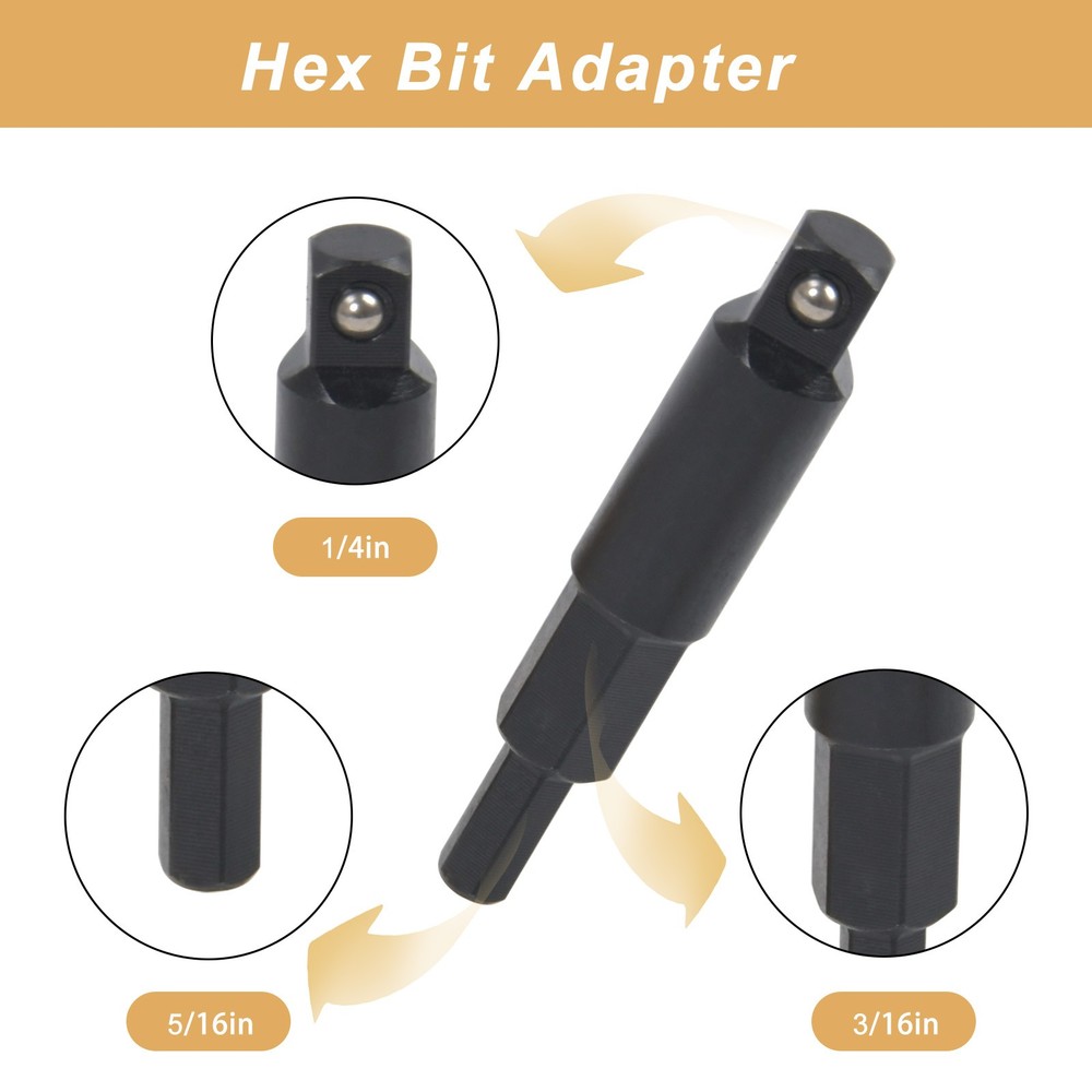 Valve Core Remover Installer Tool & HVAC Service Wrench with Hex Bit Adapter Kit