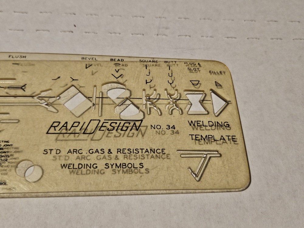 BEROL RAPIDESIGN NO.34 WELDING SYMBOLS TEMPLATE ENGINEERING DRAFTING TOOL GUIDE