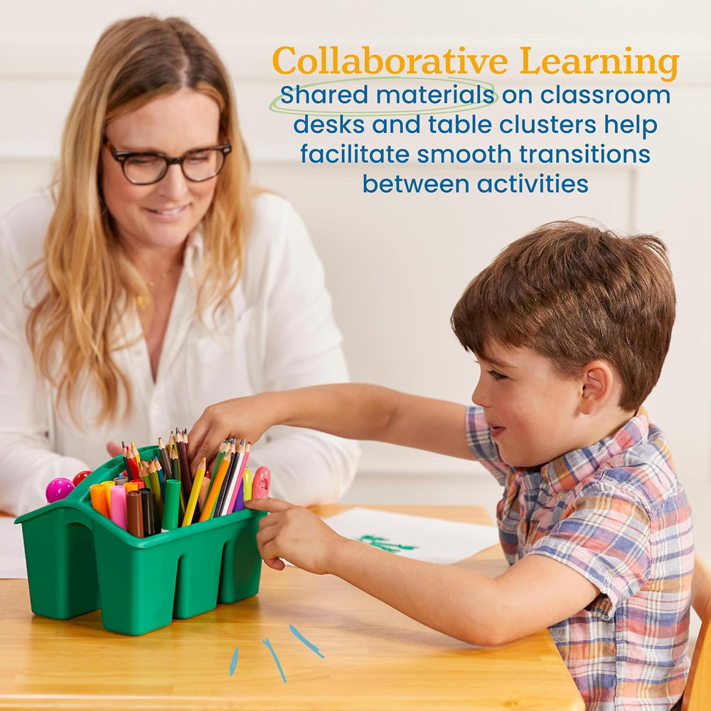 4-Compartment Small Plastic Caddy, Multipurpose Organization, Primary, 6-Pack