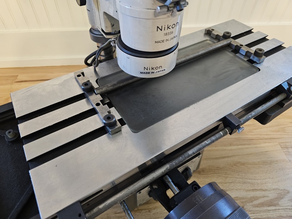 Nikon Measurescope Toolmakers Measuring Microscope X-Y Table Brown & Sharp Dials