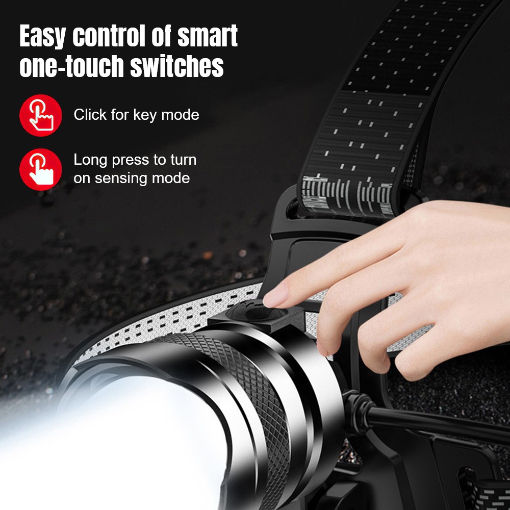 2026 Super Powerful Headlamp LED Sensor Headlight Rechargeable Head Flashlight