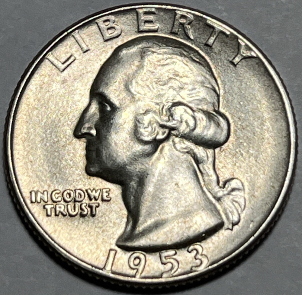 1953 Washington Silver Quarter Errors Die Cracks Reverse Uncirculated