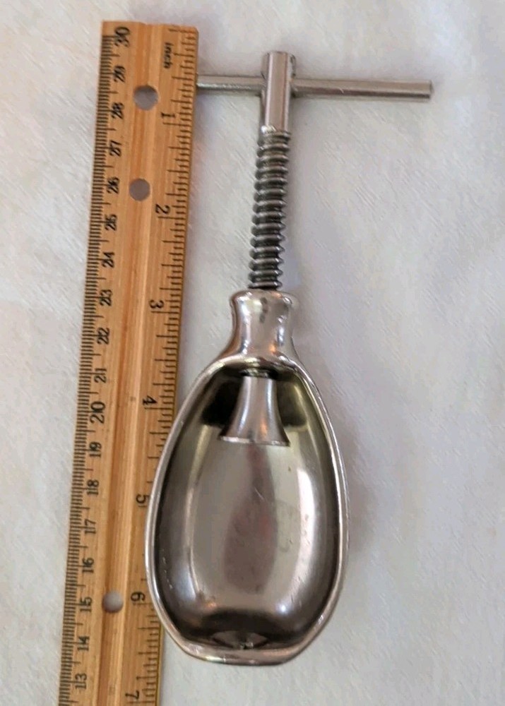 Vintage Metal Nut Cracker Hand Held With Screw Twist - T Handle