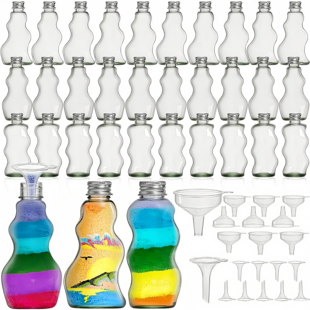 30 Pack Sand Art Bottles with Lids, 2.5 oz Sand Decorative Container with Lar...