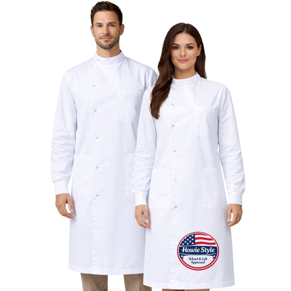 Howie Lab Coat, Elastic Cuffs, Double Breasted, 7+1 Side Snaps, Regular Fit, ...