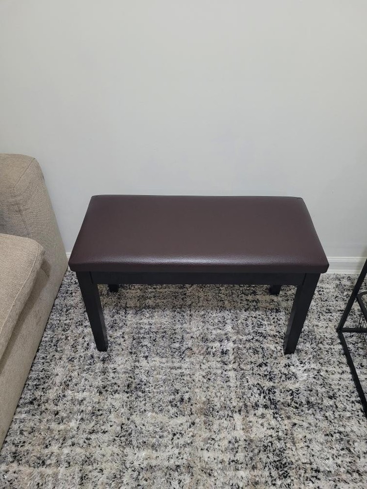Brown Piano Bench – Solid Wood Frame with Leather Seat – Great Condition