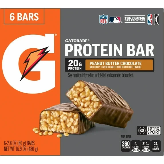 Gatorade Peanut Butter Chocolate Whey Protein Bars, 20g Protein, 6 Pack 2
