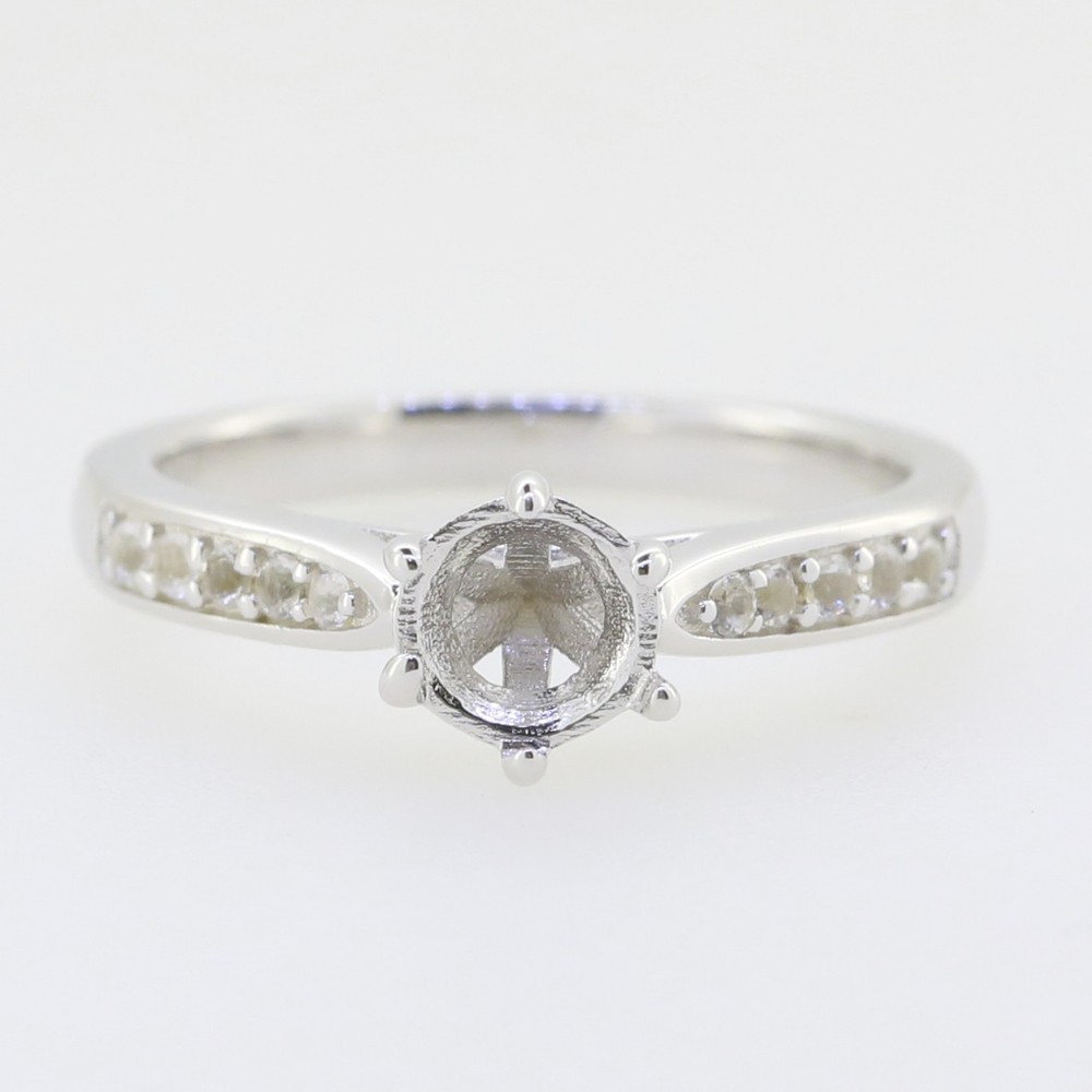 Sterling Silver Semi Mount Ring Setting Round RD 6.5mm solitaire White