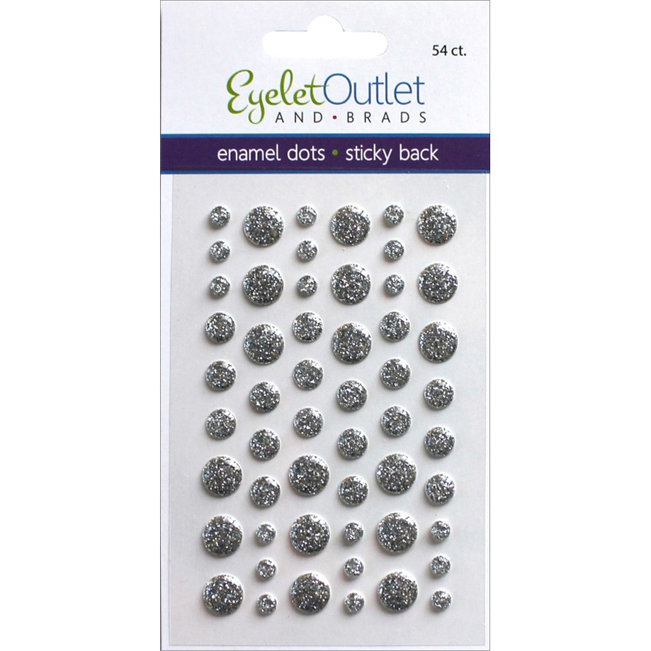 Eyelet Outlet  Adhesive-Back Enamel Dots 54/Pkg-Glitter Silver