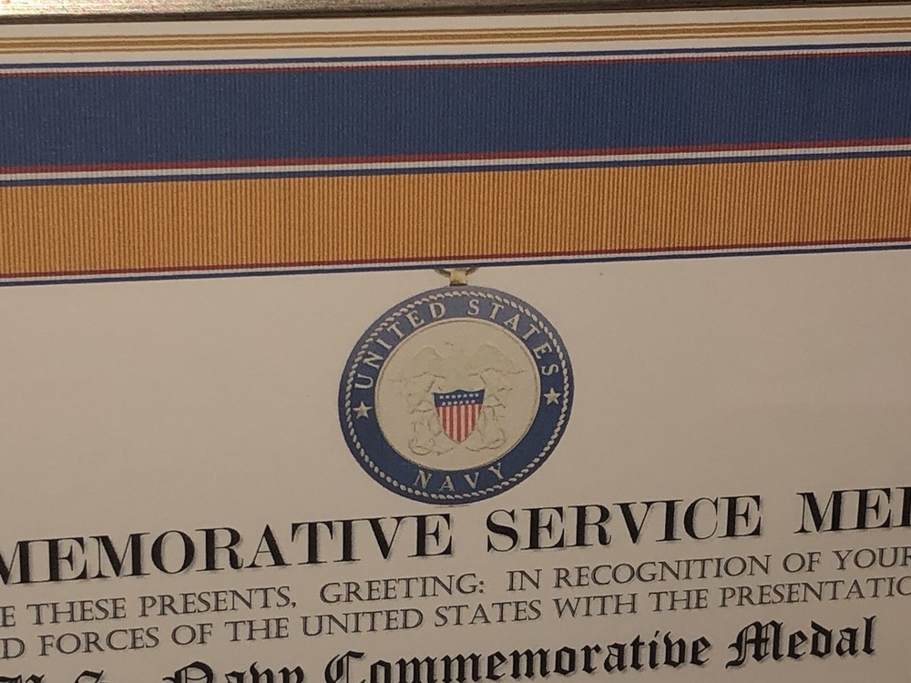 U.S. NAVY COMMEMORATIVE MEDAL CERTIFICATE ~ Type 1