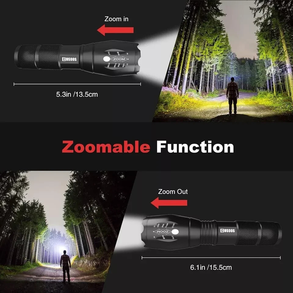 COSOOS LED Flashlight with Holster, Tactical Flashlight and Holder for Belt,1000