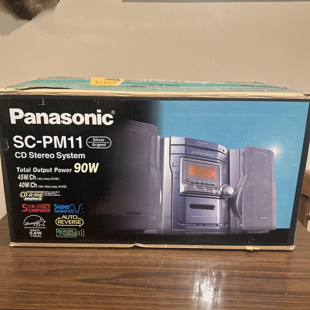 OPEN BOX Panasonic SC-PM11 CD Stereo MP3 5 CD Changer Remote Control Cassette