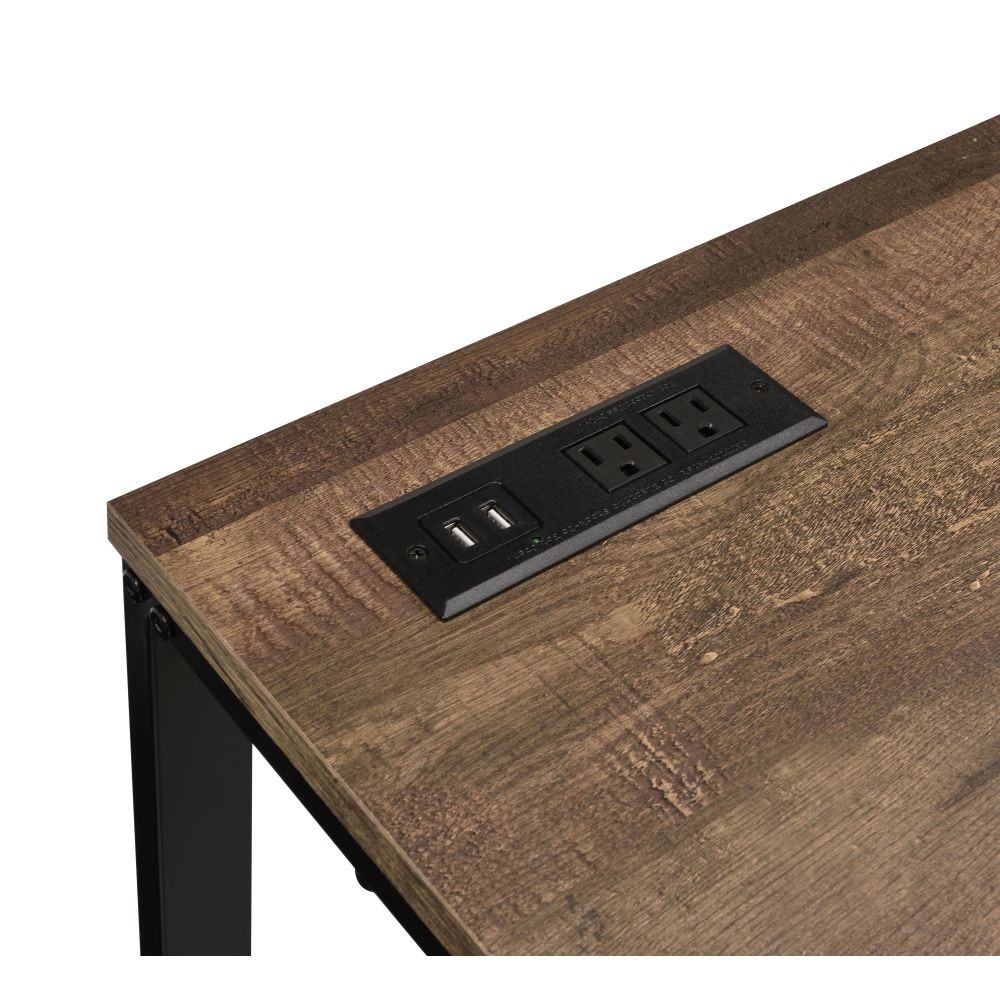 Sleek Rectangular Desk - Integrated USB Charging Port - Contemporary Office