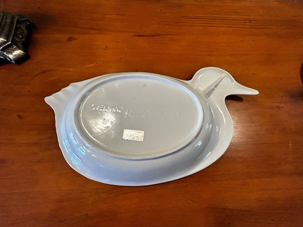 White Ceramic Duck Serving Dish From Japan 14”x7”