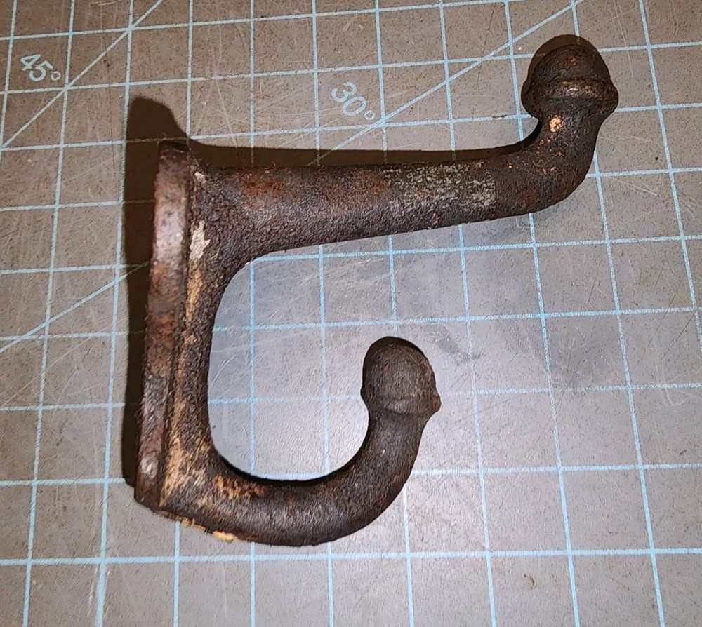 Antique Cast Iron Acorn Tip Double Coat Hat Hook - gwB1